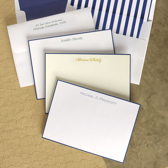 Navy Bliss Flat Hand-Bordered Note Cards